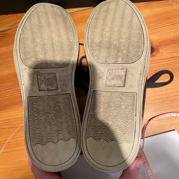 HUGO BOSS Men’s Black Leather Sneakers Sz 40 - Picture 7 of 9